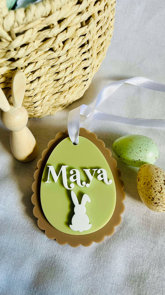 Scallop Easter egg basket tags