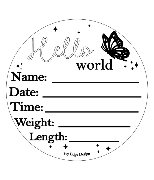 Butterfly & sparkles (round) birth announcement plaque