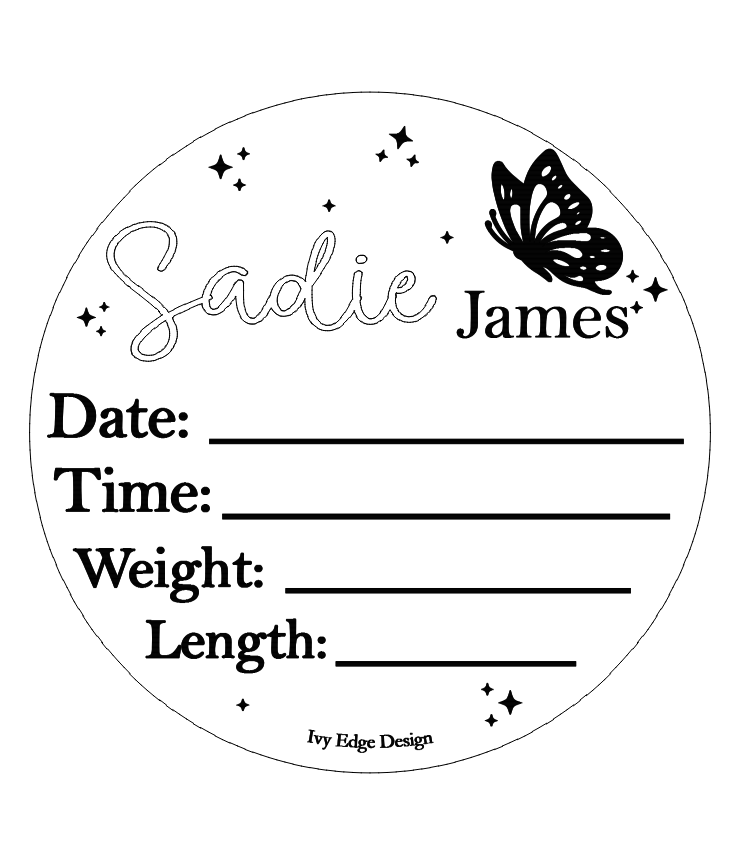 Butterfly & sparkles (round) birth announcement plaque