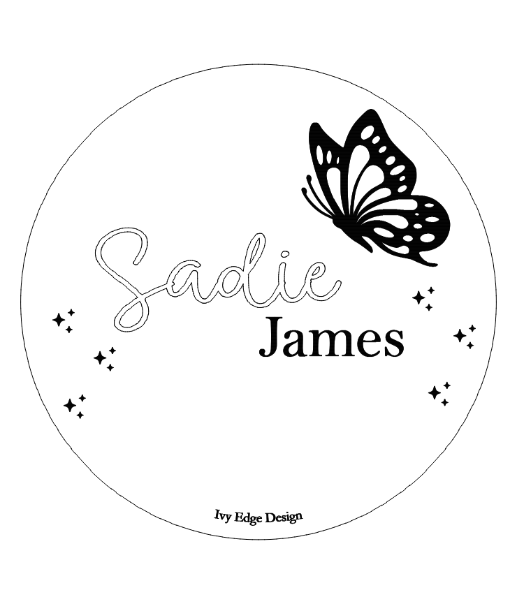 Butterfly & sparkles (round) birth announcement plaque