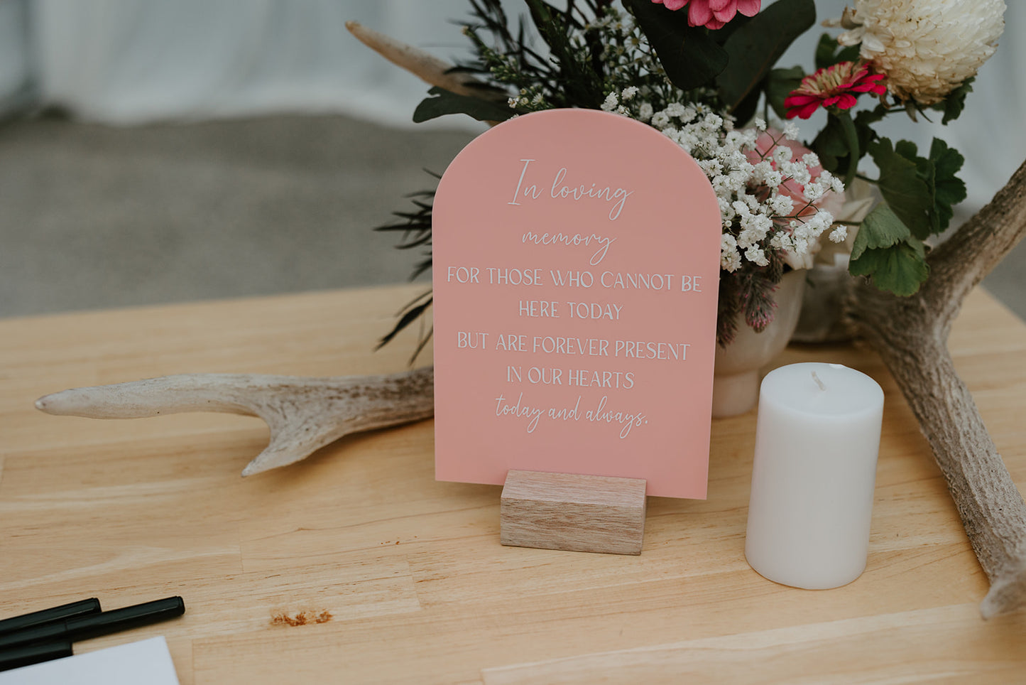 Table numbers/ guest book/ in loving memory signage