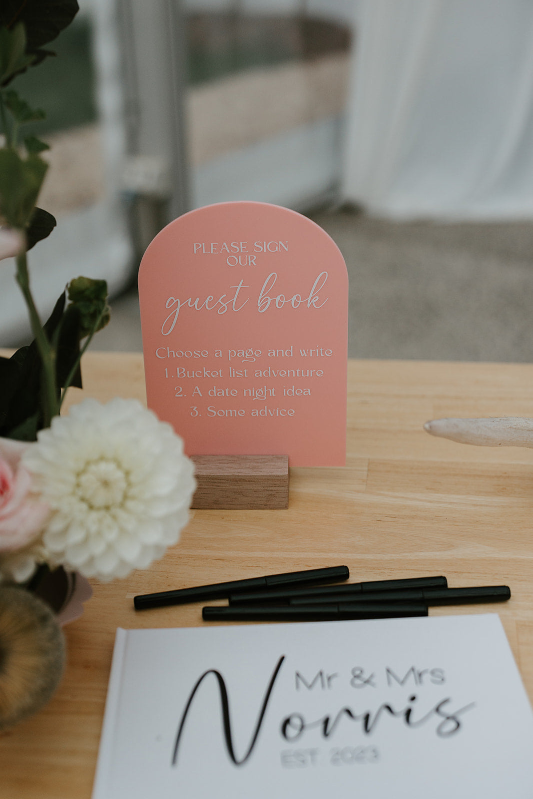 Table numbers/ guest book/ in loving memory signage