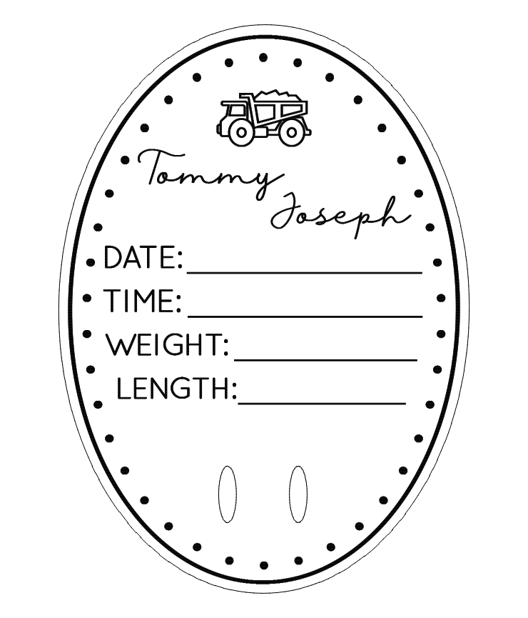 Multi-design dotted oval birth announcement