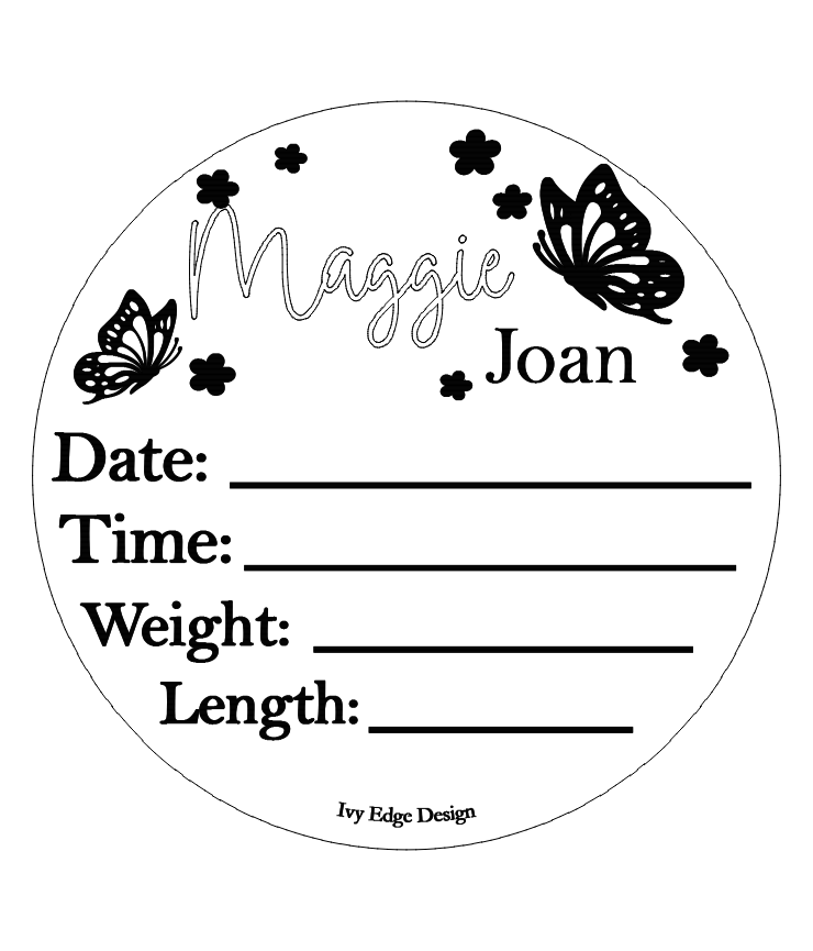 Butterfly (round) birth announcement plaque